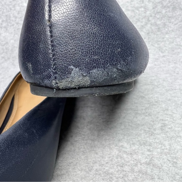 Tory Burch Powder Coated Melinda Ballet Flats Leather Perfect Navy Blue Size 8.5 - Picture 4 of 16